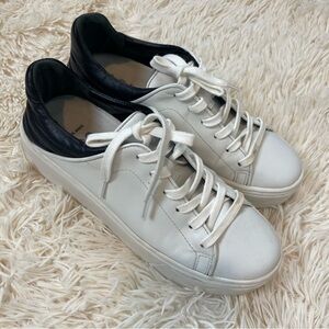 Schutz Oxy Womens Sneakers Platform Lace Up White Black Tennis size 9